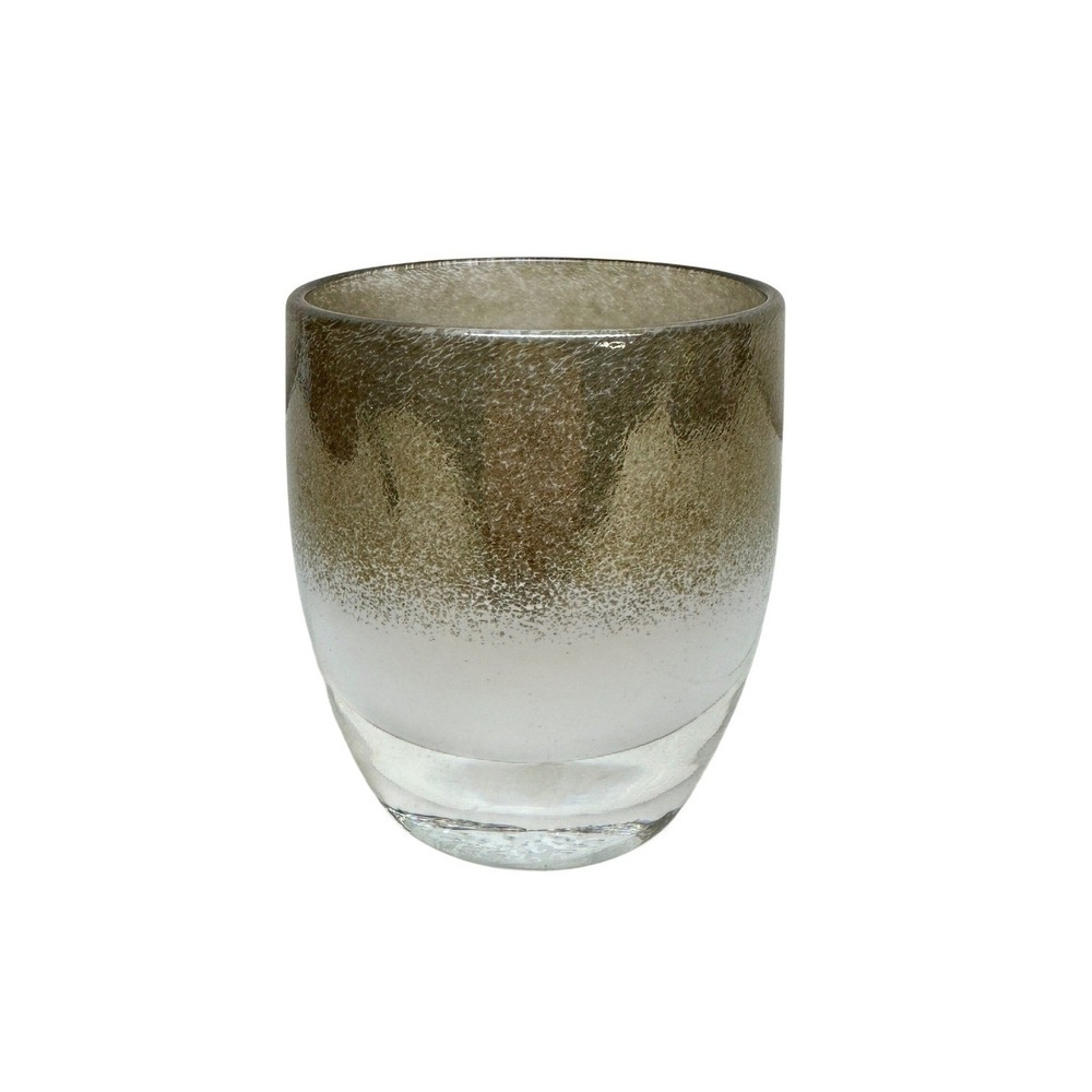 Glassy Baby "For Keeps" Candle Holder Vase‎ White Gold Speckled